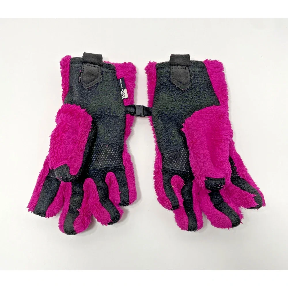 THE NORTH FACE Fleece Gloves Girls Fuchsia Pink Charcoal Gray Small